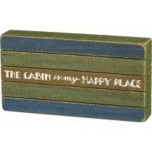 THE CABIN IS MY HAPPY PLACE WOOD SLAT SIGN